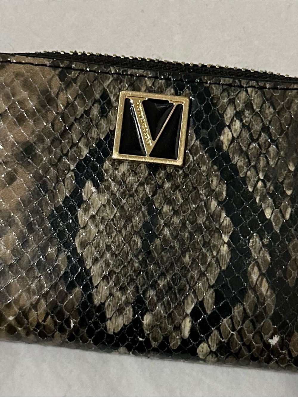Small Victoria Secret Snake Print Wallet Clutch in Brown and Black